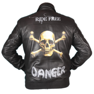 Skull Ride Digital Print Biker Sheep Leather Jacket