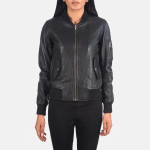 Ava Ma-1 Black Leather Bomber Jacket