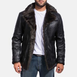 Mens Black Fur Leather Jacket