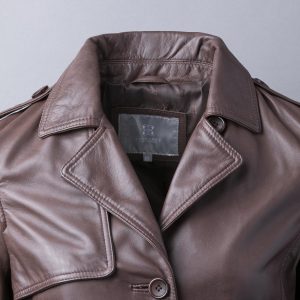 Tarraby Leather Trench Coat in Pecan