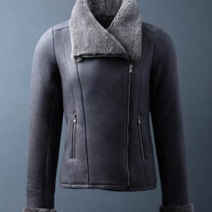 Allerby II Sheepskin Aviator Jacket in Charcoal
